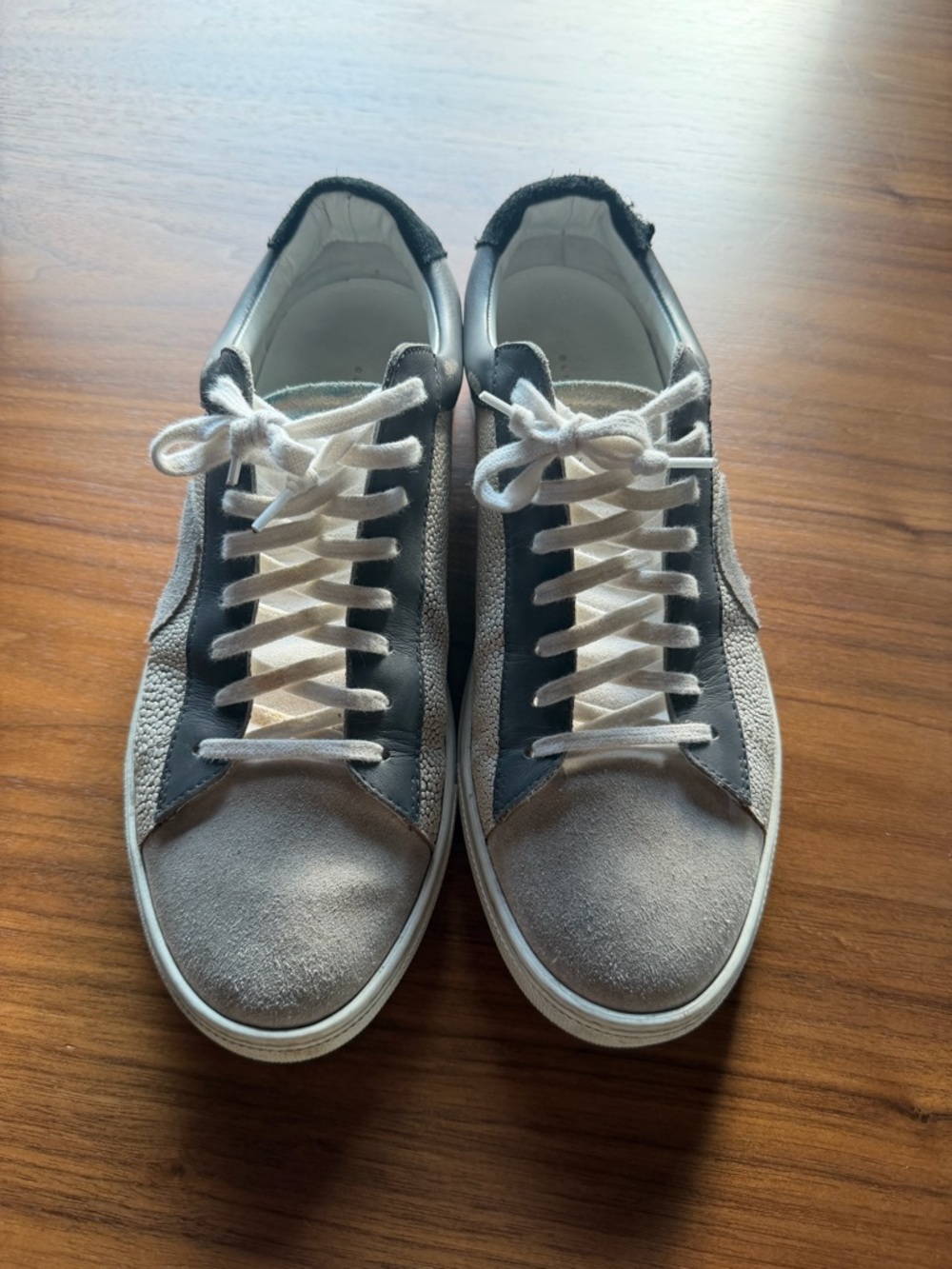 Oliver Cabell Gray & White Low-Top Sneakers - Picture 3 of 5